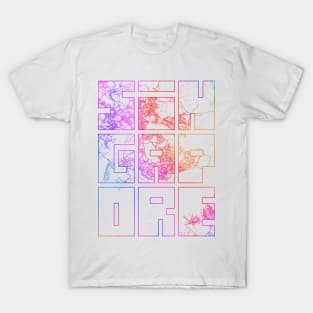 Singapore City Map Typography - Colorful T-Shirt